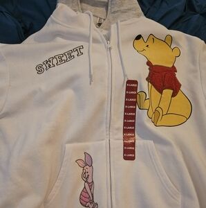 Brand NEW- White Hoodie with Winnie the Pooh and Piglet Design